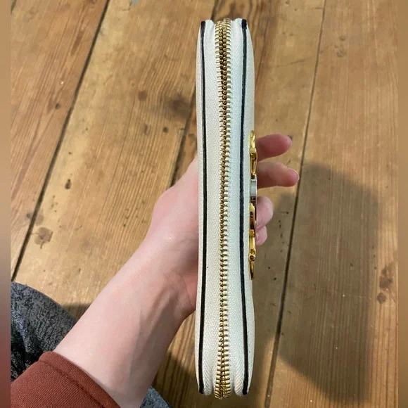 Authentic Gucci Zumi horsebit zip around wallet cream gold silver - Picture 11 of 11